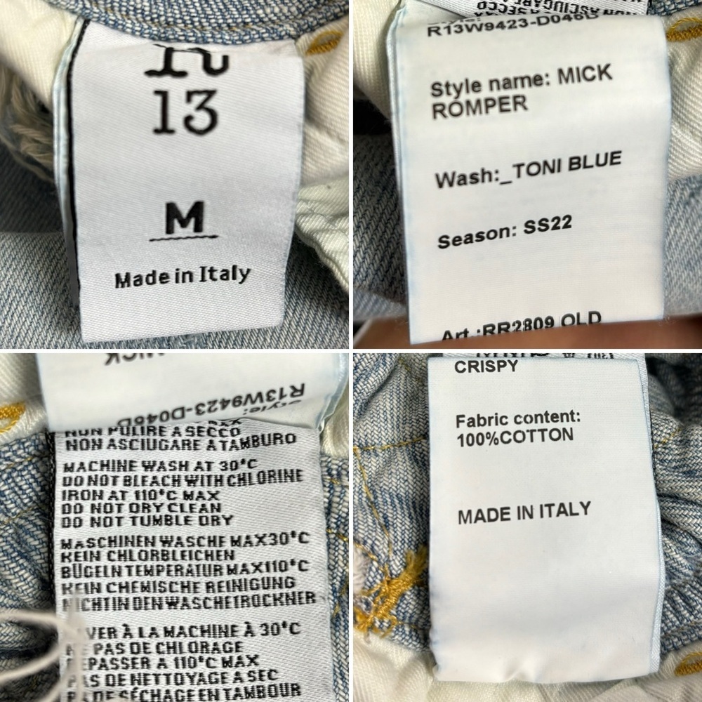 NWT R13 Mick Romper Toni Blue Medium Distressed Denim Blue Jean $745 SS - Picture 14 of 16